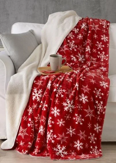 NOVINKA 2025 ! DEKA MIKROFLANEL S BERÁNKEM 150x200cm  -  VLOČKY ČERVENÉ