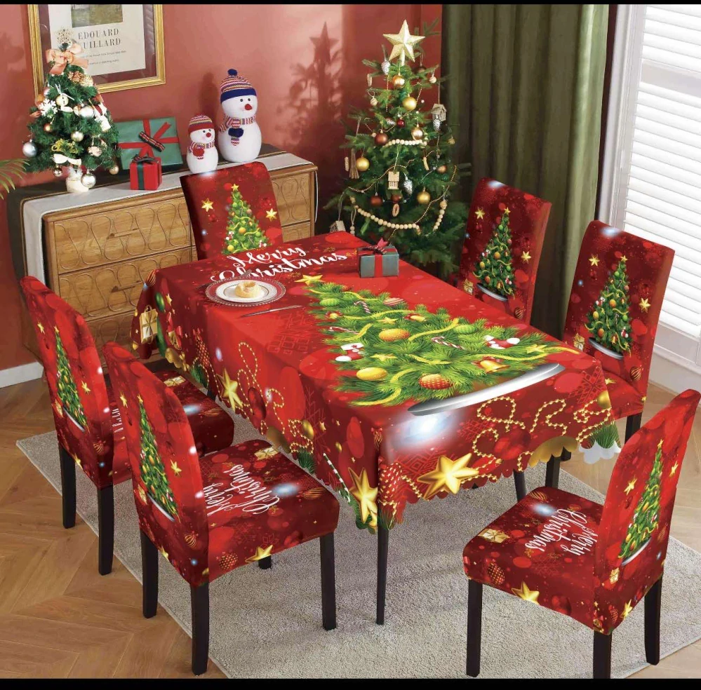 NOVINKA 2025 – VÁNOČNÍ SET: UBRUS + POVLAK NA ŽIDLE Č.18