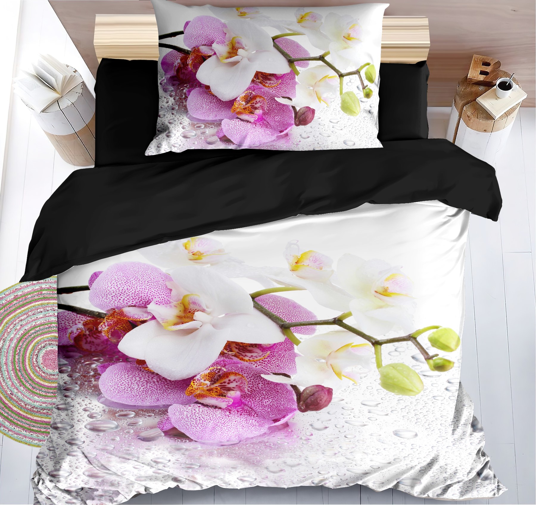 TOTÁLNÍ MASAKR CEN ! POVLEČENÍ S 3D EFEKTEM 140x200/70x90cm - ORCHIDEA