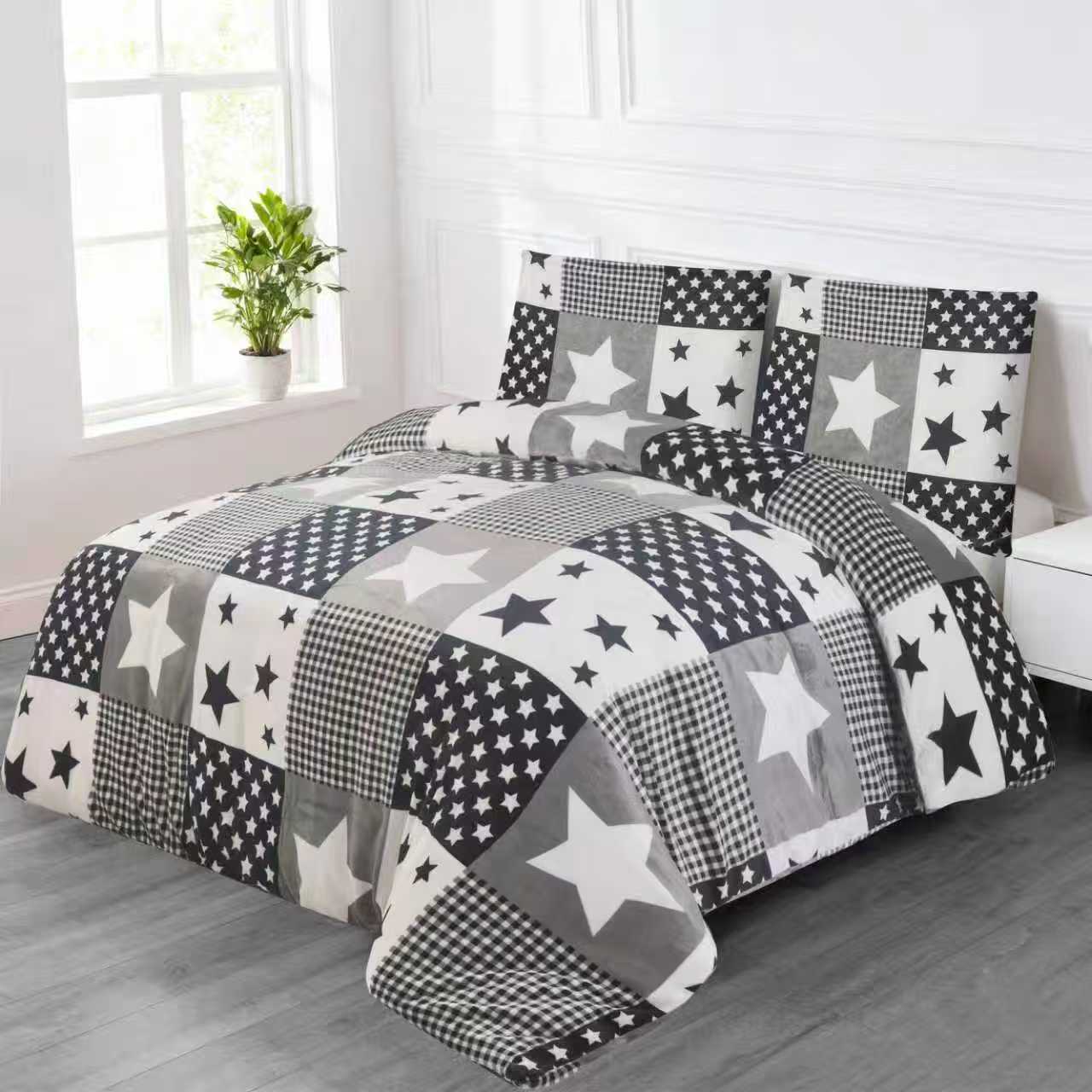 NOVINKA 2026 ! POVLEČENÍ MIKROPLYŠ 70x90/140x200cm - GRAY STARS