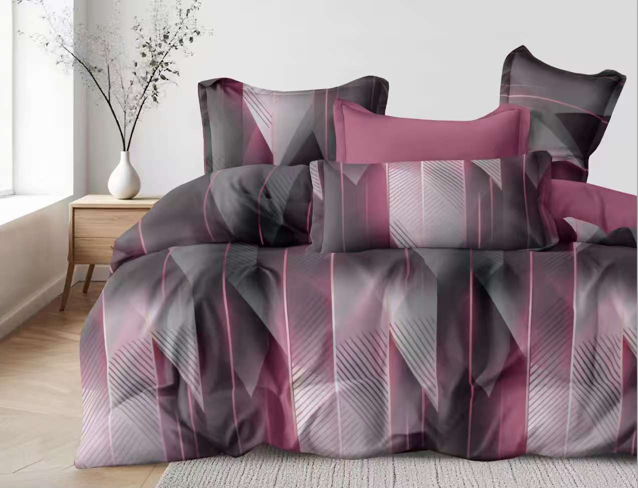 Novinka 2026 ! Exkluzivní oboustranné Bavlněné povlečení s 3D efektem na 2 postele -140×200/70×90 cm - MILUŠKA - VIOLET + prostěradlo zdarma