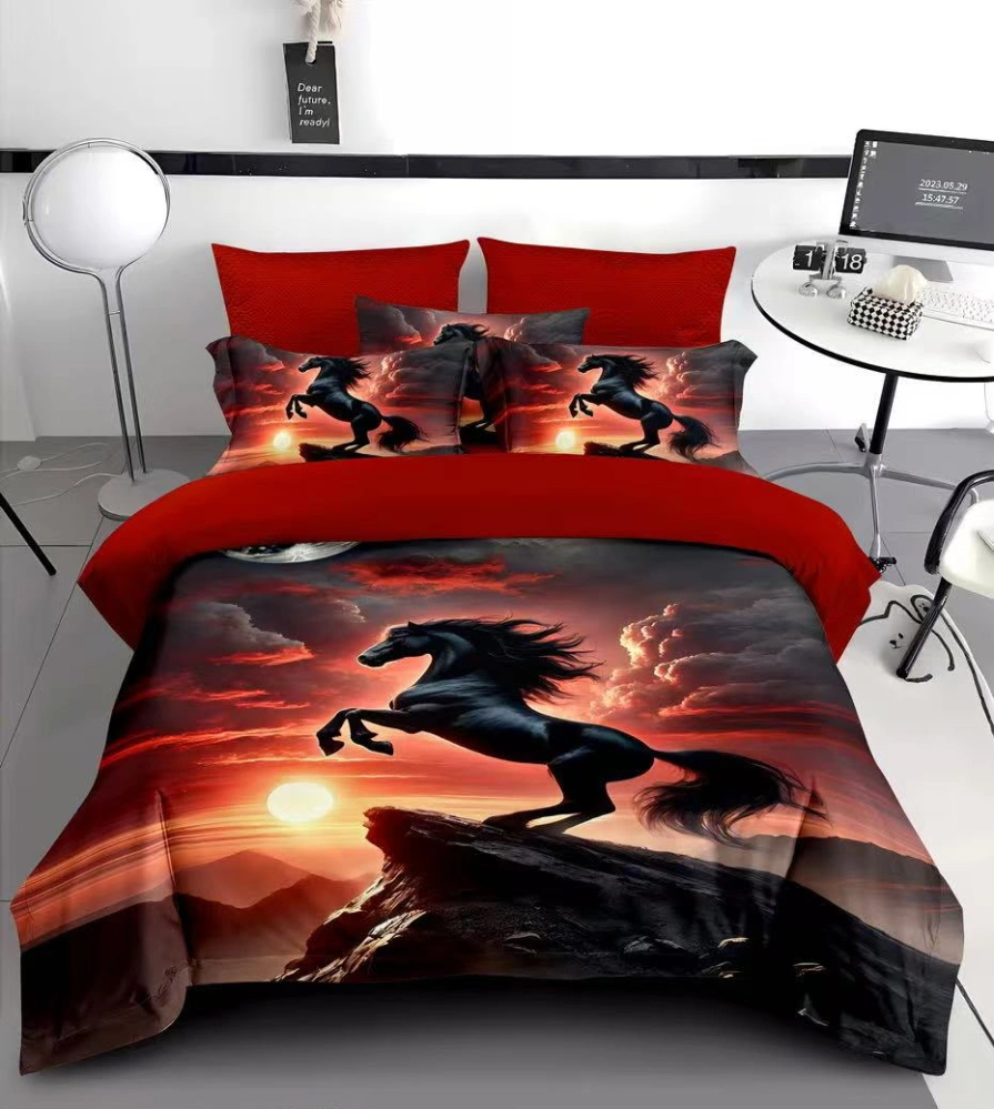 NOVINKA 2026 - Bavlněné 3D povlečení KŮŇ - MUSTANG pro 2 postele 140×200 / 70×90 cm + PROSTĚRADLO ZDARMA!