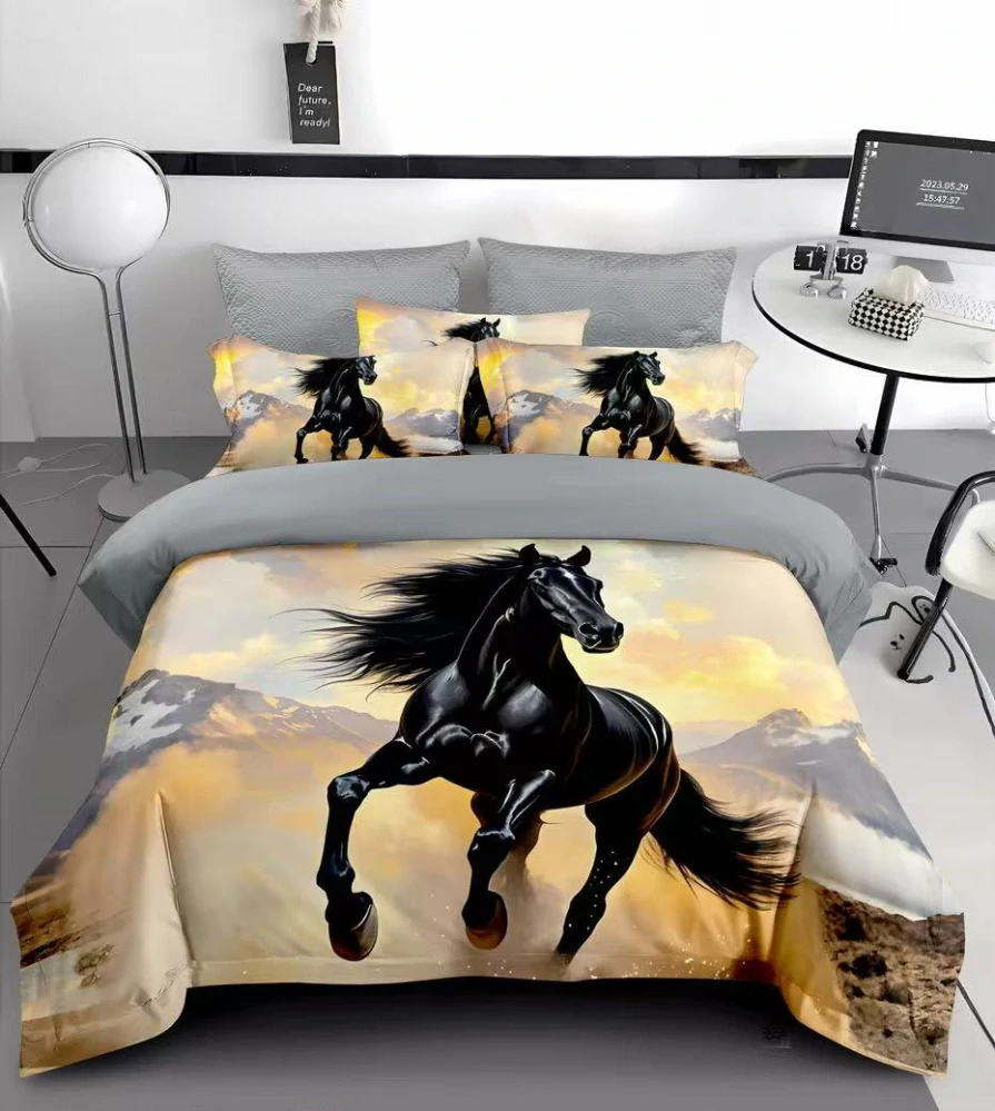 NOVINKA 2026 - Bavlněné 3D povlečení KŮŇ MUSTANG V POUŠTI pro 2 postele 140×200 / 70×90 cm + PROSTĚRADLO ZDARMA!