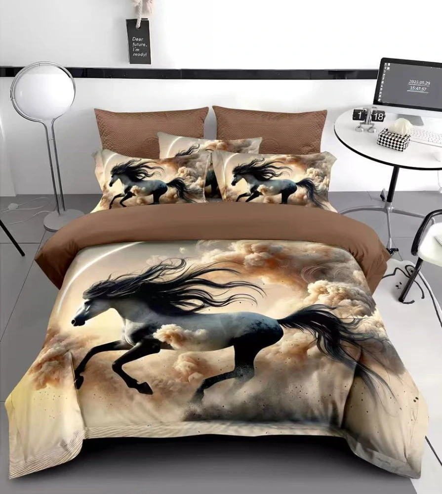 NOVINKA 2026 - Bavlněné 3D povlečení KŮŇ MUSTANG V BOUŘI pro 2 postele 140×200 / 70×90 cm + PROSTĚRADLO ZDARMA!
