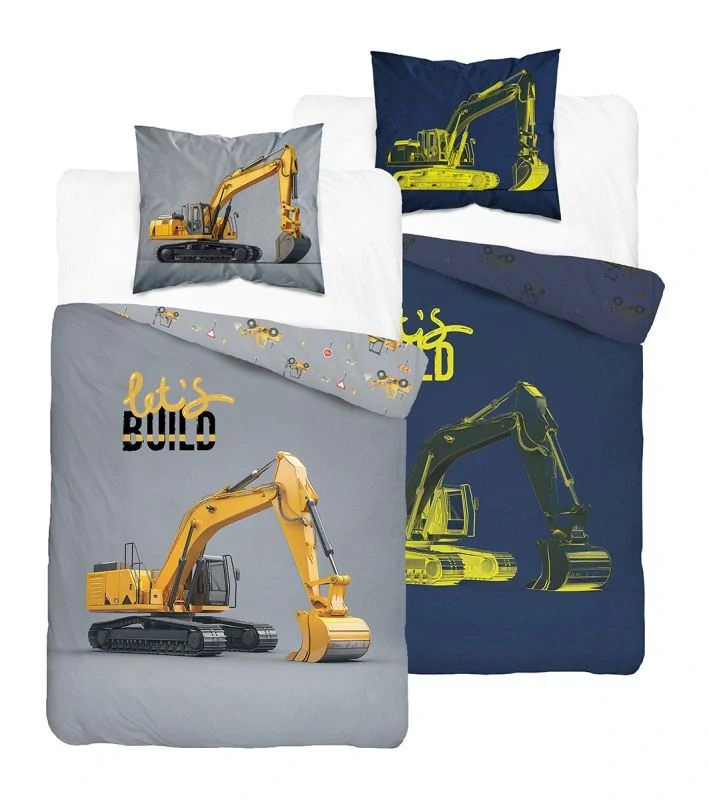 NOVINKA 2026 ! Svítící Bavlněné povlečení BAGR – oboustranné, 100% bavlna 140×200 / 70×80 cm
