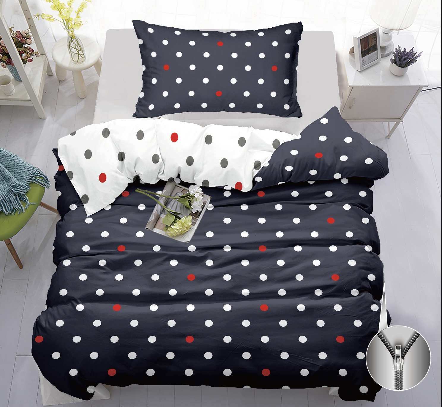 TOTÁLNY MASAKR CIEN - BAVLNENÉ OBLIEČKY 140x200/70x90 cm - FAREBNÉ PUNTÍKY