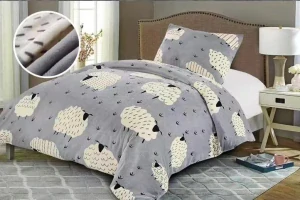 NOVINKA 2025 ! POVLEČENÍ MIKROPLYŠ 70x90/140x200cm - OVEČKY - ŠEDÉ