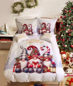  TOTÁLNÍ MASAKR CEN !  Sada vánočního bavlněného povlečení s 3D efektem pro 2 postele 140x200/70x90 cm – VÁNOCE / MERRY CHRISTMAS - SKŘÍTCI + prostěradlo zdarma