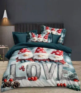 TOTÁLNÍ MASAKR CEN ! Bavlněná vánoční sada povlečení s 3D efektem 140x200/70x90 cm - VÁNOCE - MERRY CHRISTMAS Skřítci Love 140x200/70x90cm + POVLAK POLŠTÁŘEK ZDARMA !