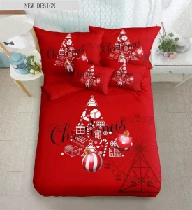 TOTÁLNÍ MASAKR CEN ! Bavlněná vánoční sada povlečení s 3D efektem 140x200/70x90 cm - VÁNOCE - MERRY CHRISTMAS Vánoční stromeček červené 140x200/70x90cm + POVLAK POLŠTÁŘEK ZDARMA !
