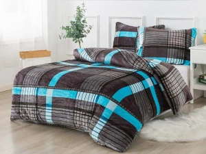 NOVINKA 2026 ! Luxusní ložní souprava mikroplyš s 3D efektem na francouzskou přikrývku 70×90 / 200x200 cm - MIRINDA Exclusive - modré