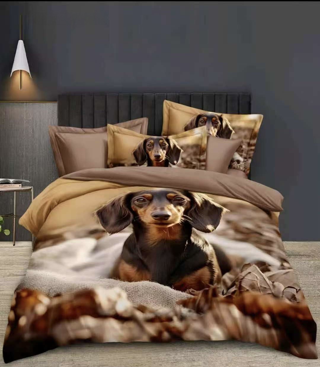 Novinka 2026 ! Bavlněné povlečení s 3D efektem na 2 postele -140×200/70×90 cm - Jezevčík Pajda + prostěradlo zdarma