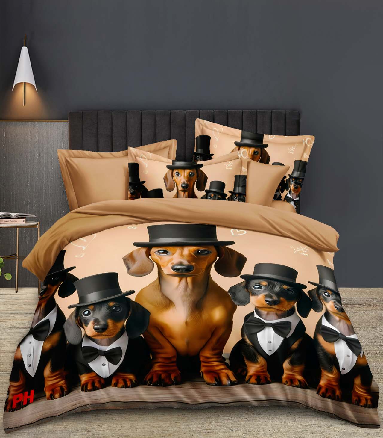 Novinka 2026 – Roztomilé 3D povlečení 140x200/70x90 cm – Jezevčíci s Kloboukem + povlak na polštářek ZDARMA