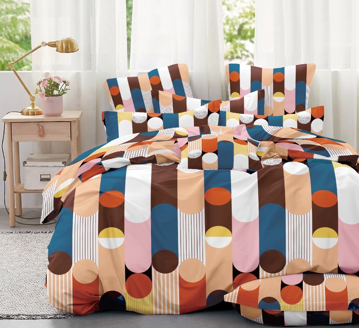 TOTÁLNÍ MASAKR CEN ! OBOUSTRANNÉ BAVLNĚNÉ POVLEČENÍ na 2 postele – BAREVNÉ PRUHY + PROSTĚRADLO ZDARMA ! 