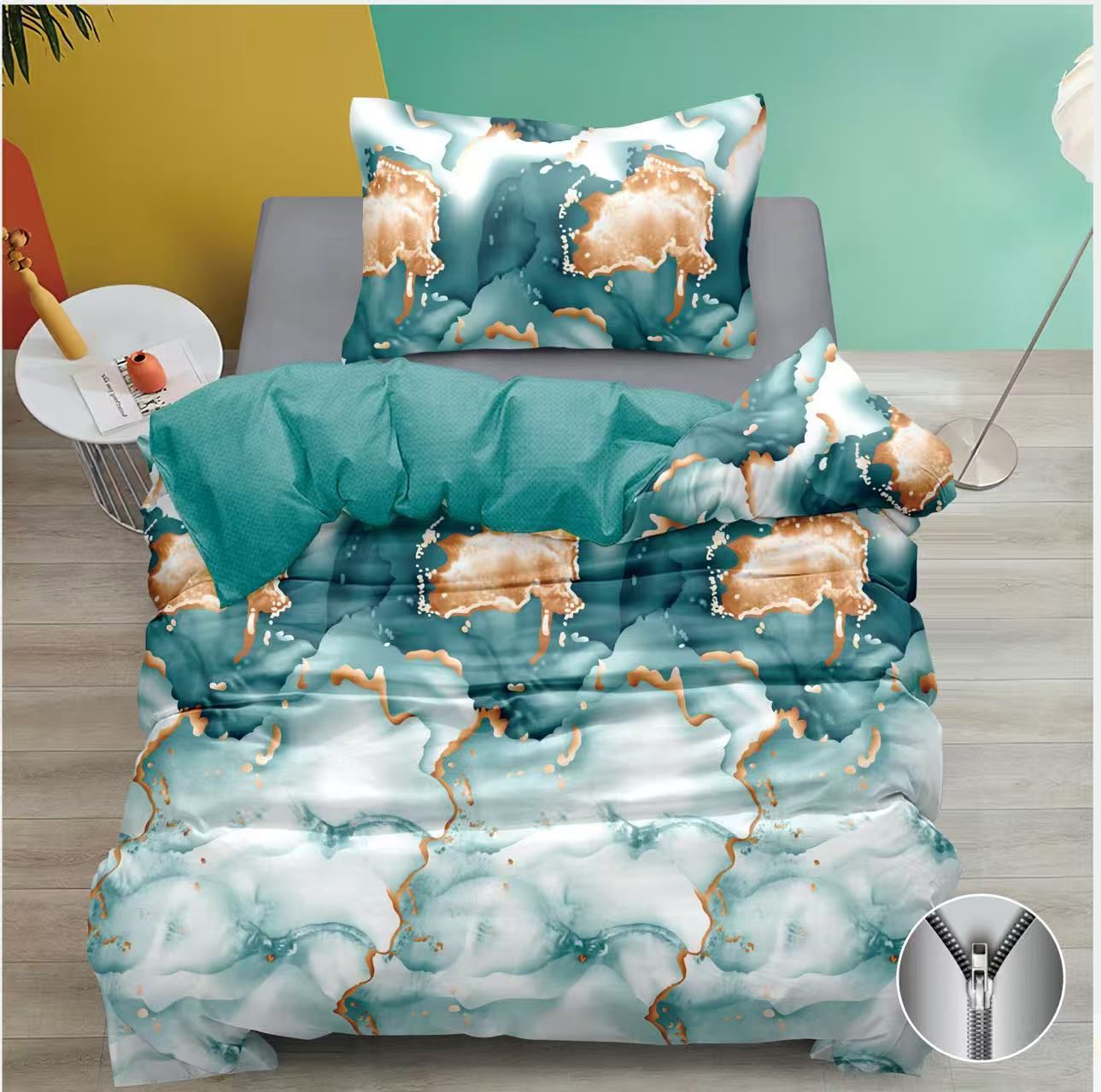 NOVINKA 2026 - EXKLUZÍVNE BAVLNENÉ OBLIEČKY s 3D EFEKTOM - ZELENÝ MRAMOR 140x200/70x90cm  