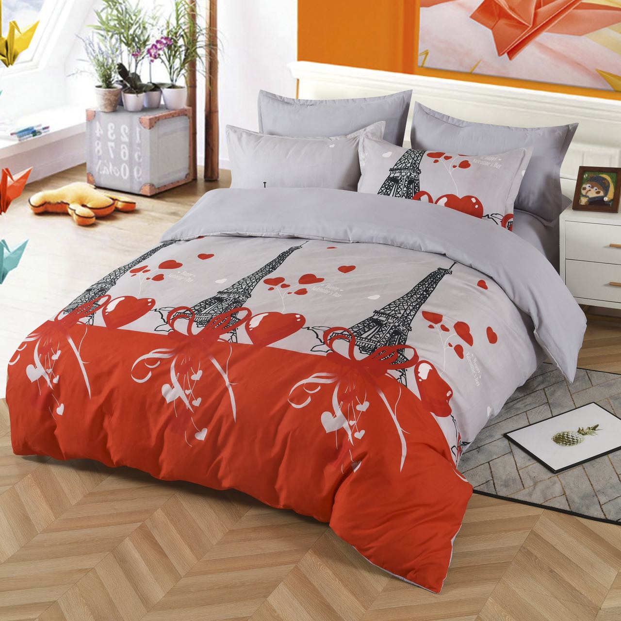 TOTÁLNÍ MASAKR CEN - OBOUSTRANNÉ BAVLNĚNÉ POVLEČENÍ  na 2 postele 140x200/70x90 - EIFFELOVKA + PROSTĚRADLO ZDARMA