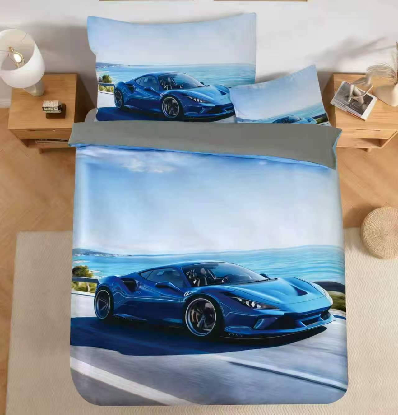 Novinka 2026 – Povlečení s 3d efektem „Magic Car – Blue Edition“ 140x200/70x90cm + povlak na polštářek ZDARMA