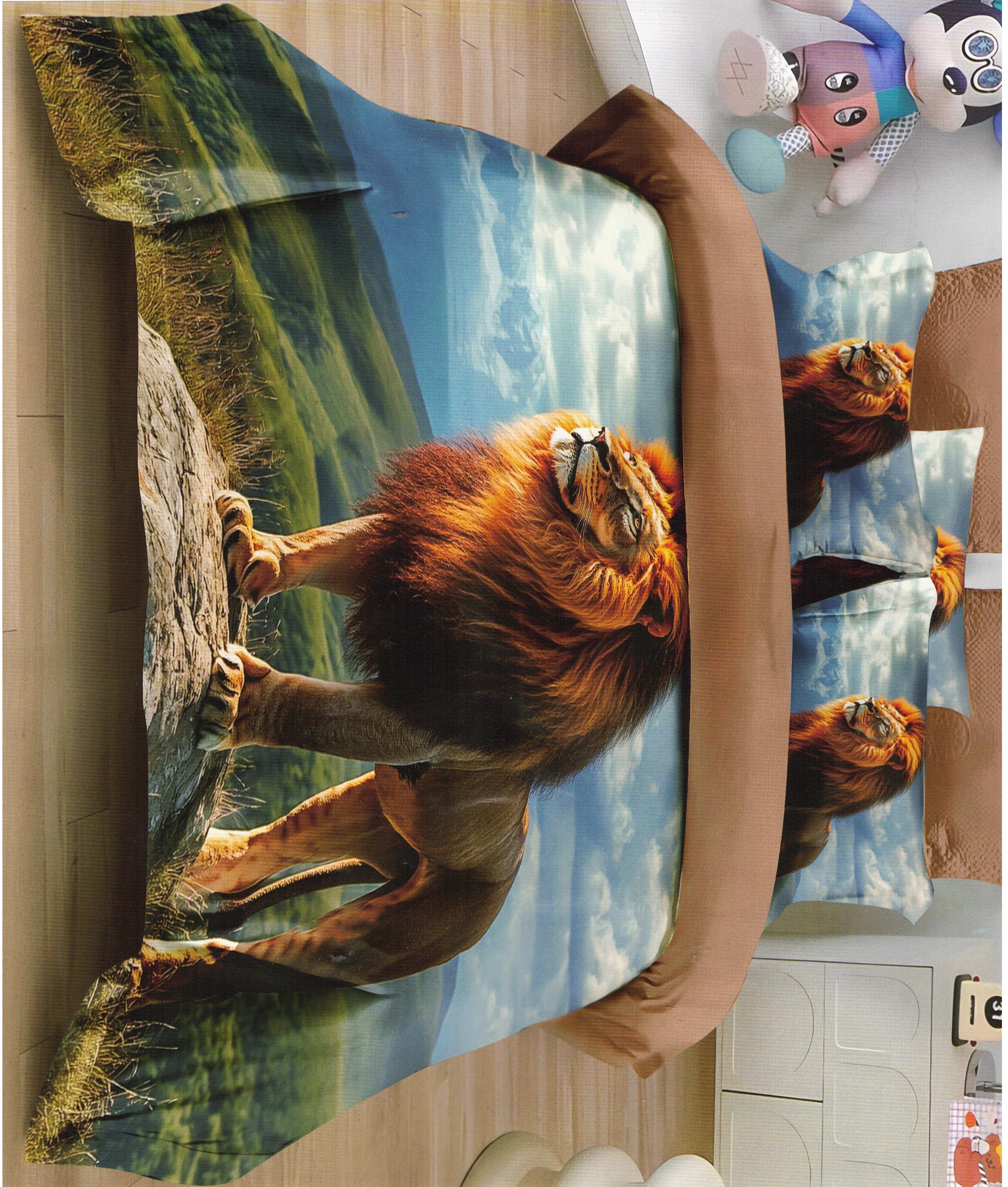 Novinka 2026 – Povlečení s 3d efektem LEV II.  140x200/70x90cm + povlak na polštářek ZDARMA