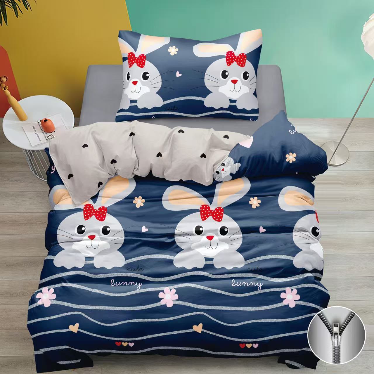 CENOVÝ TRHÁK ! LUXUSNÍ BAVLNĚNÉ POVLEČENÍ KRÁLÍČEK BUNNY 140x200/70x90cm 