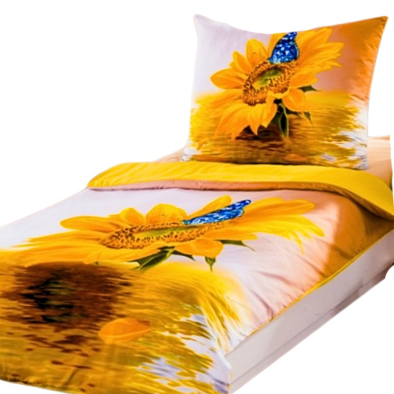 TOTÁLNÍ MASAKR CEN ! POVLEČENÍ S 3D EFEKTEM 140X200/70X90cm - SLUNEČNICE A MOTÝL