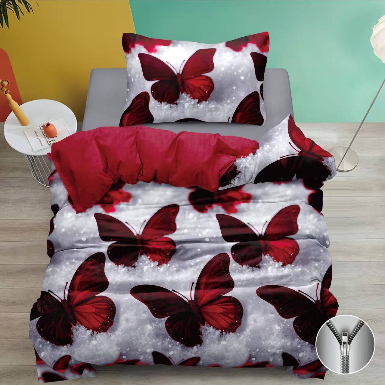 CENOVÝ TRHÁK ! LUXUSNÍ BAVLNĚNÉ POVLEČENÍ - Red-Winged Butterfly 140x200/70x90cm 