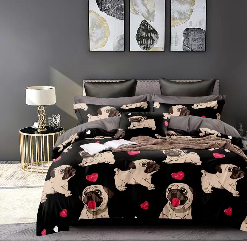 CENOVÝ TRHÁK ! OBOUSTRANNÉ  BAVLNĚNÉ POVLEČENÍ 140x200/70x90cm - BULDOČEK BLACK + POVLAK NA POLŠTÁŘEK ZDARMA 