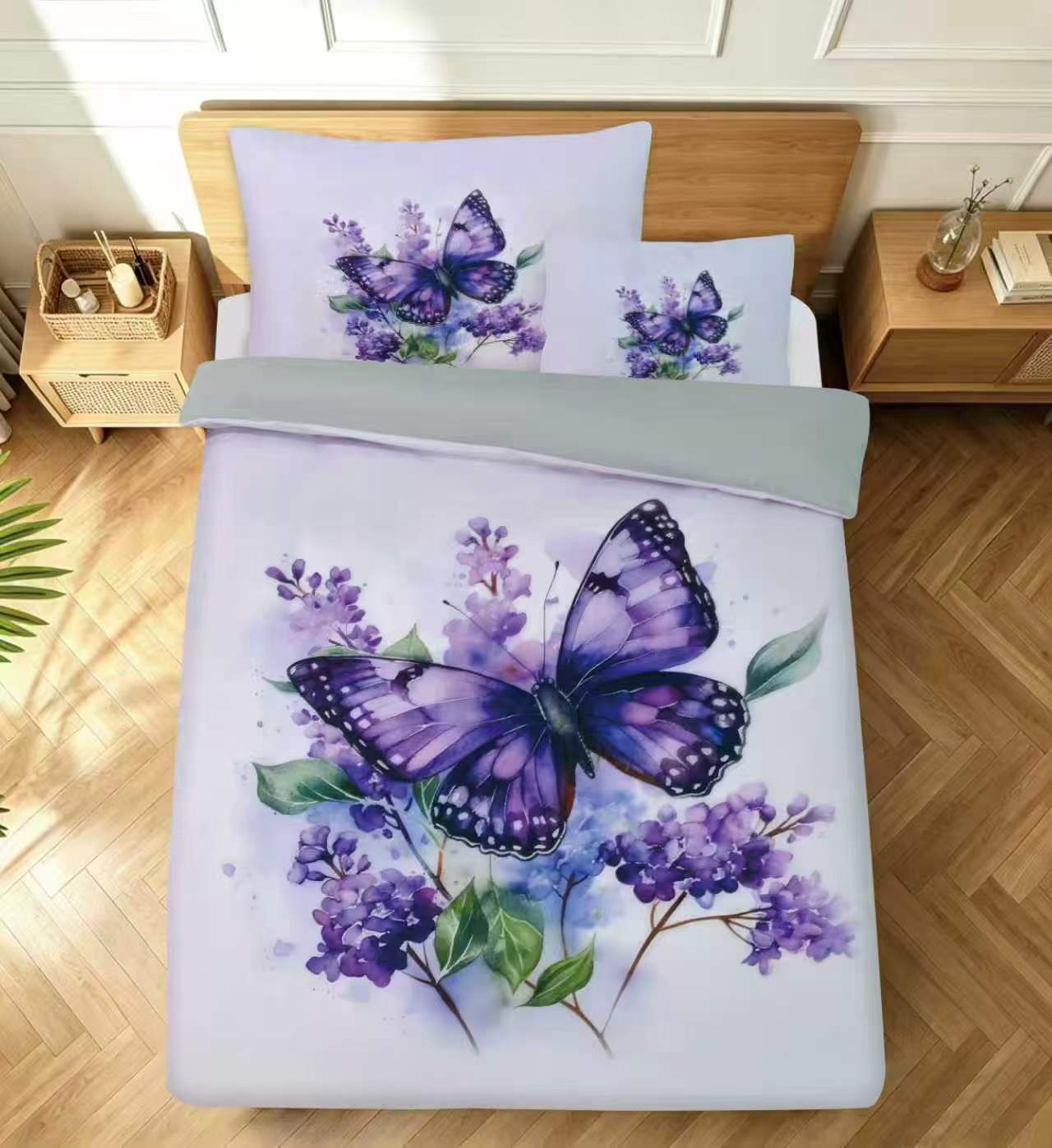 Novinka 2026 – Exkluzivní Povlečení s 3d efektem FIALOVÝ MOTÝL 140x200/70x90cm + povlak na polštářek ZDARMA !