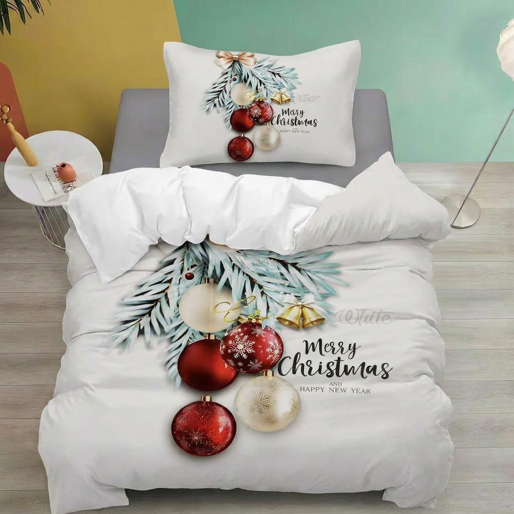 NOVINKA 2026 ! Bavlněná vánoční sada povlečení s 3D efektem 140x200/70x90 cm - VÁNOCE - MERRY CHRISTMAS - VÁNOČNÍ OZDOBIČKY 140x200/70x90cm