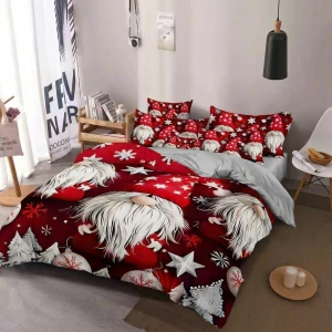 NOVINKA 2026 ! Sada vánočního bavlněného povlečení s 3D efektem pro 2 postele 140x200/70x90 cm – VÁNOCE / MERRY CHRISTMAS - SKŘÍTCI - FOUSÁČI + PROSTĚRADLO ZDARMA !