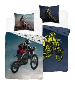 NOVINKA 2026 ! Svítící Bavlněné povlečení MOTOKROS – oboustranné, 100% bavlna 140×200 / 70×80 cm 