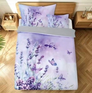 NOVINKA 2026 - Bavlněné 3D povlečení KYTICE Z LEVANDULÍ pro 2 postele 140×200 / 70×90 cm + PROSTĚRADLO ZDARMA!