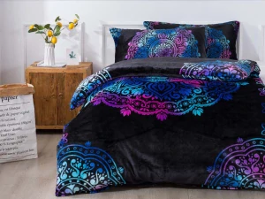 NOVINKA 2026 ! Luxusní ložní souprava mikroplyš s 3D efektem na francouzskou přikrývku 70×90 / 200x220 cm - MANDALA Exclusive