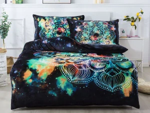 NOVINKA 2026 ! Luxusní ložní souprava mikroplyš s 3D efektem na francouzskou přikrývku 70×90 / 200x220 cm - MANDALA Exclusive