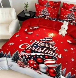 NOVINKA 2026 ! Sada BAVLNĚNÉHO POVLEČENÍ s 3D efektem 100% BAVLNA – VÁNOCE MERRY CHRISTMAS 140×200/70×90 cm –  VESELÉ VÁNOCE + PROSTĚRADLO ZDARMA!
