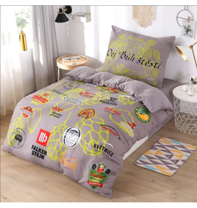 TOTÁLNÍ MASAKR CEN ! POVLEČENÍ S 3D EFEKTEM 140x200/70x90cm - DEJ BŮH ŠTĚSTÍ - PIVOVARY