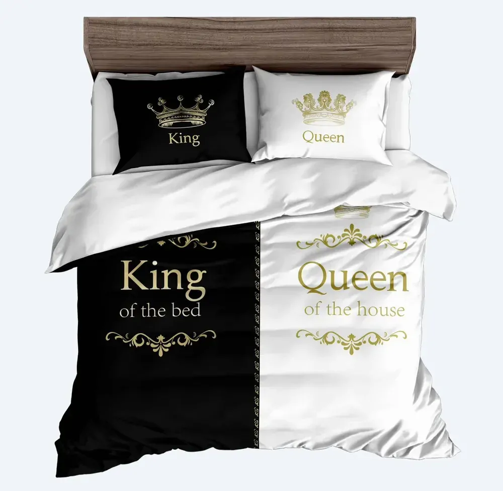 TOTÁLNÍ VÝPRODEJ ! POVLEČENÍ S 3D EFEKTEM 140x200/70x90cm -  KING & QUEEN  II. + POVLAK  POLŠTÁŘEK ZDARMA !