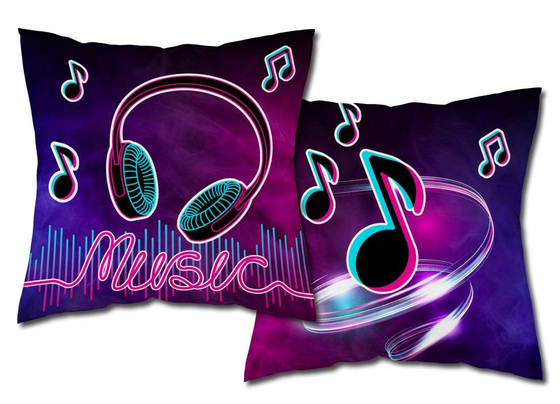 Vankúšik Music svietiaci 40×40 cm – štýlový doplnok pre milovníkov hudby