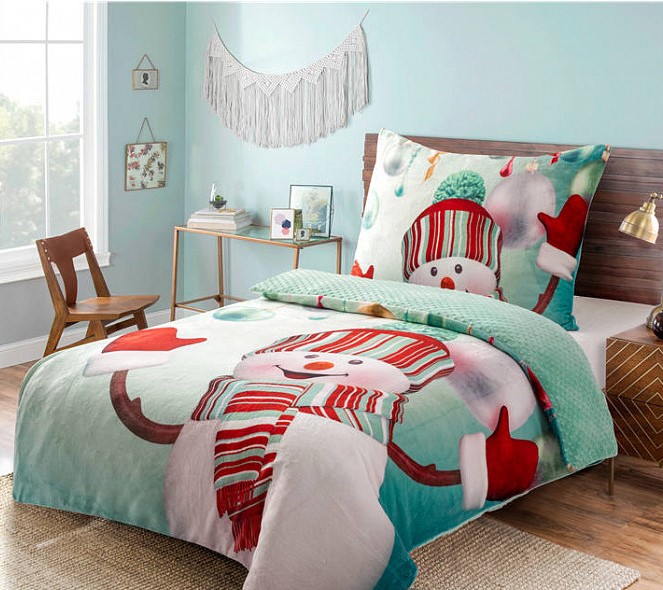 Posteľná súprava Microdream-flanel PREMIUM 70x90/140x200cm - SNEHULÁK