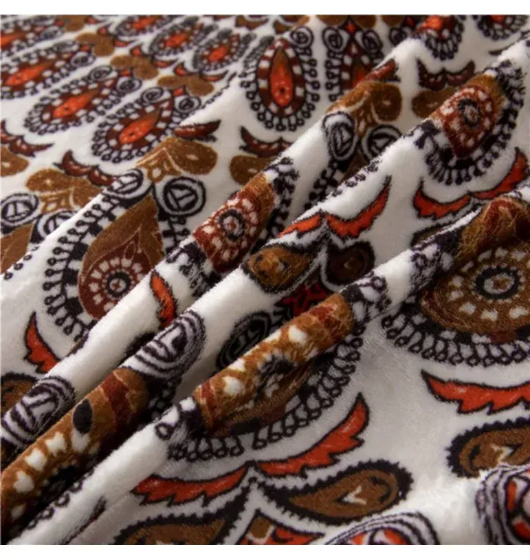 Prodloužená ložní souprava Microdream-flanel PREMIUM 70x90/140x220cm - MANDALA CIHLOVÁ