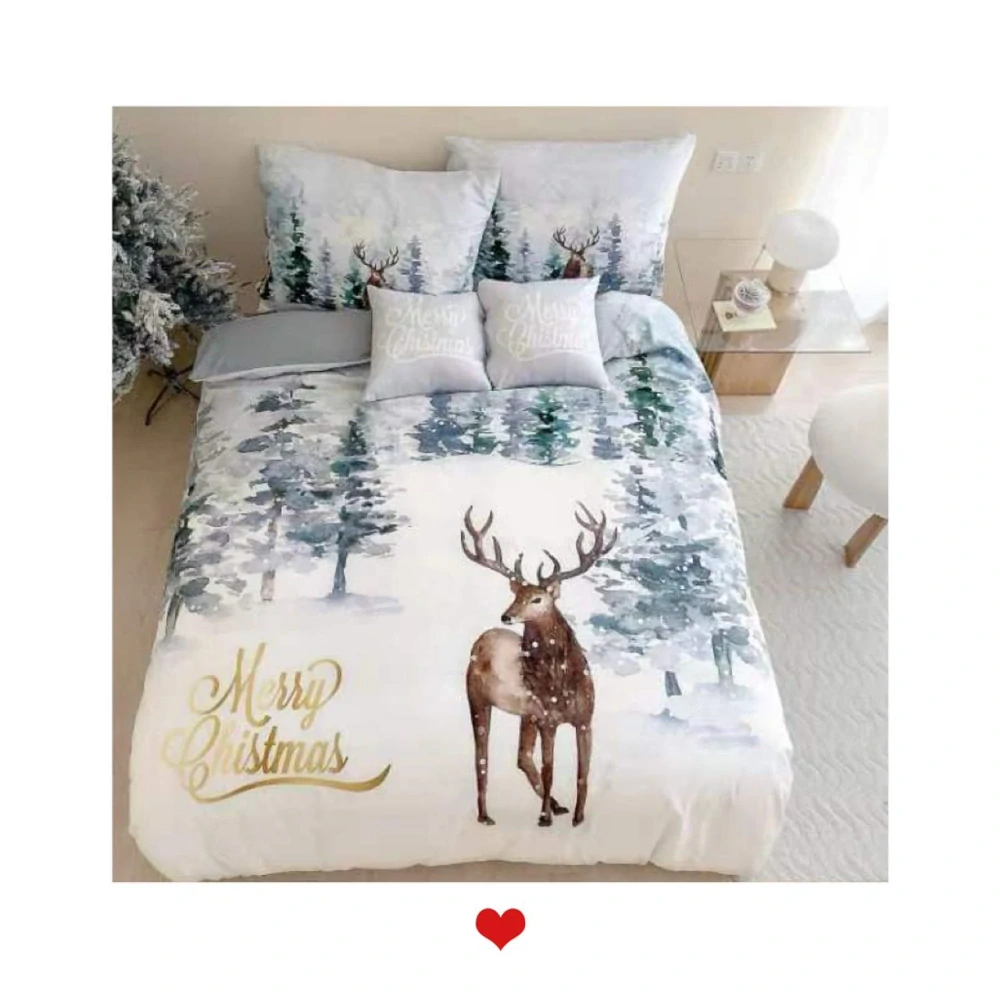 TOTÁLNY MASAKR CIEN - Bavlnená vianočná sada obliečky s 3D efektom 140x200/70x90 cm - VIANOCE - MERRY CHRISTMAS - JELEŇ + POVLAK VANKÚŠIK ZADARMO -