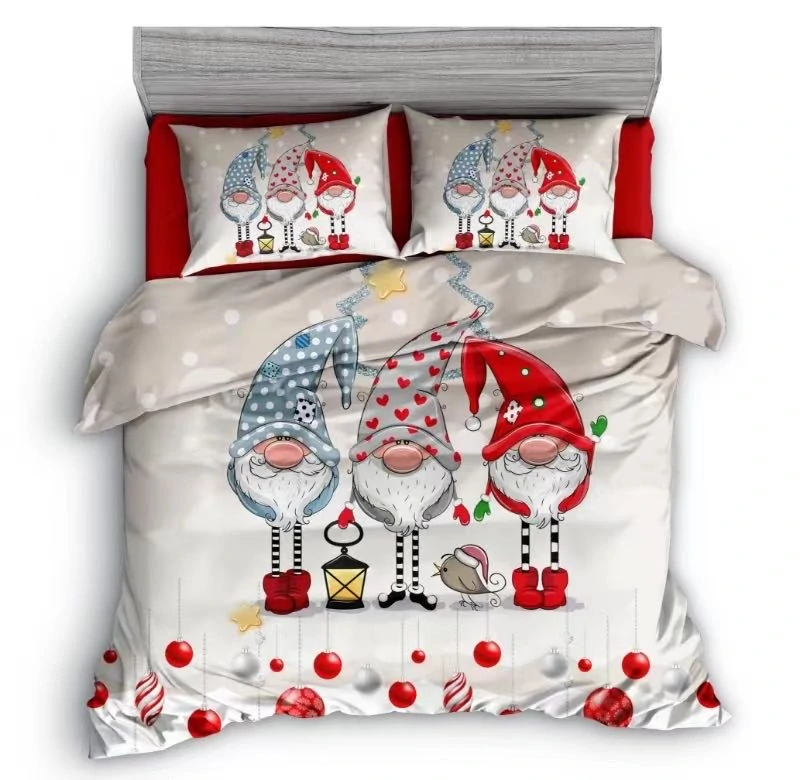  TOTÁLNY MASAKR CEN-LUXUSNÝ BAVL Sada vianočných bavlnených obliečok s 3D efektom pre 2 postele 140x200/70x90 cm – VIANOCE / MERRY CHRISTMAS - Škriatkovia v Čiapočkách + PROSTIERADLO ZADARMO -