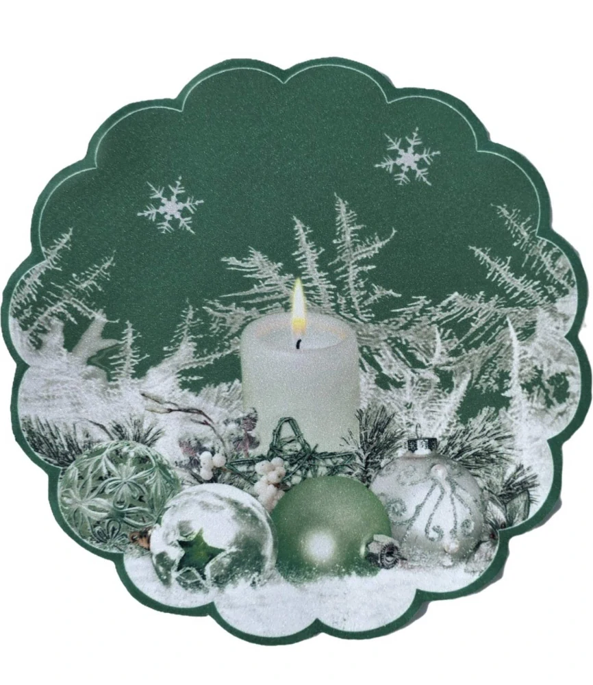 Vianočné prestieranie 30 cm - SVIEČKA - ZELENÉ