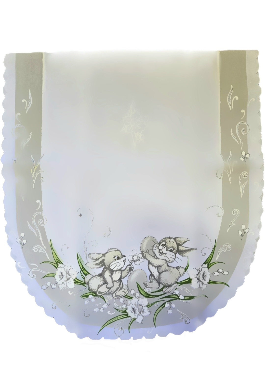 Velikonoční ubrus Zajíčci v šedé barvě 50x110 cm ZELENÝ