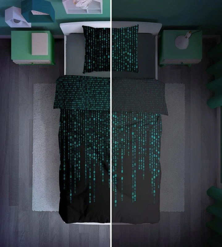 Svietiace obliečky MATRIX – obojstranné, 100% bavlna 140×200 / 70×80 cm (NOVINKA 2026)