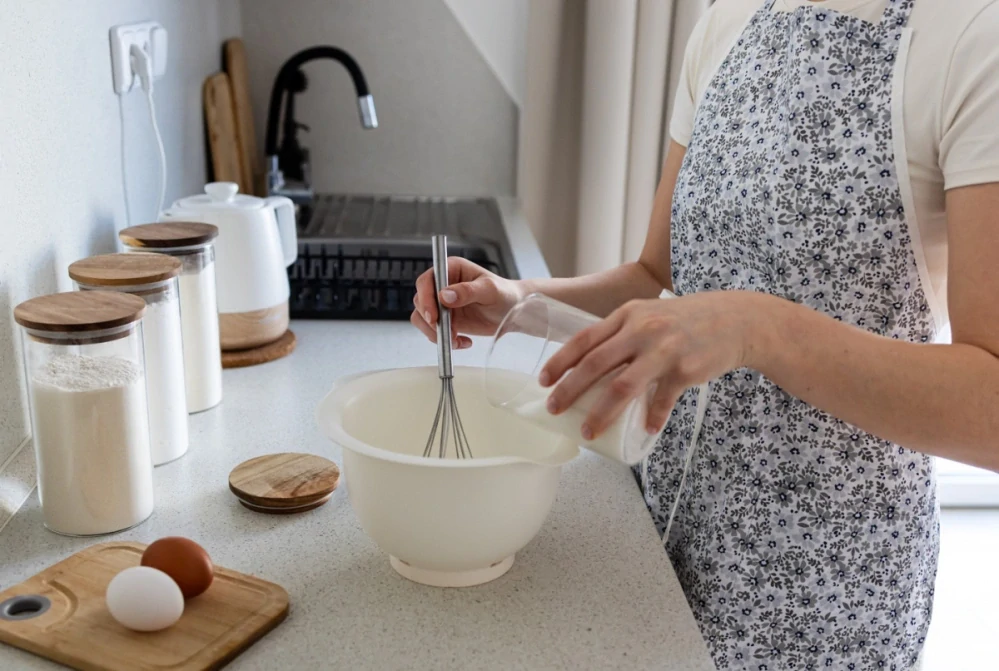 Kuchynská zástera Kvetinky šedé