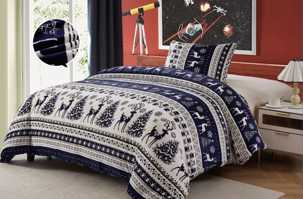  TOTÁLNY MASAKR CIEN - OBLIEČKY MIKROPLYŠ 70x90/140x200cm - WINTER - BLUE