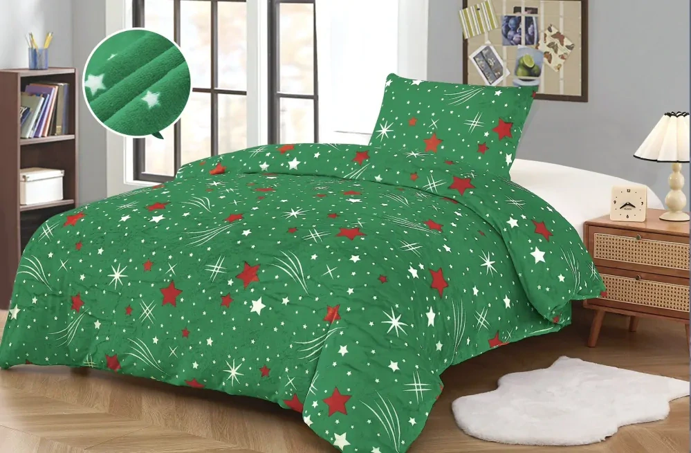  TOTÁLNÍ MASAKR CEN ! POVLEČENÍ MIKROPLYŠ 70x90/140x200cm - KOMETKY - ZELENÉ