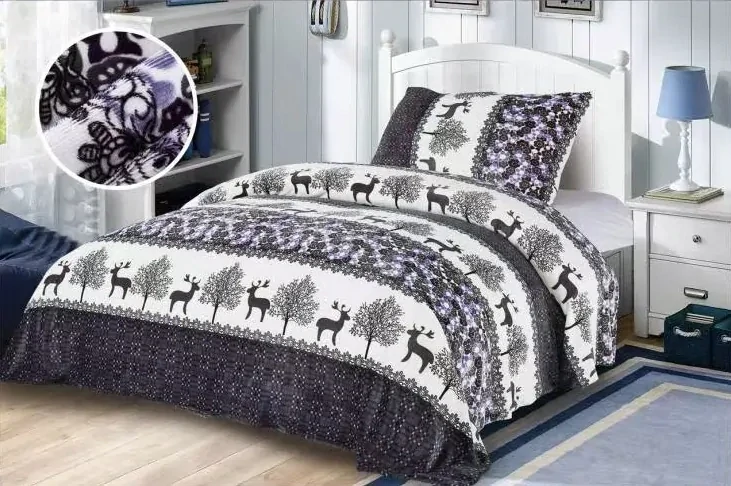  TOTÁLNÍ MASAKR CEN !  POVLEČENÍ MIKROPLYŠ NA 2 POSTELE 70x90/140x200cm - JELENI ŠEDÉ + PROSTĚRADLO ZDARMA !