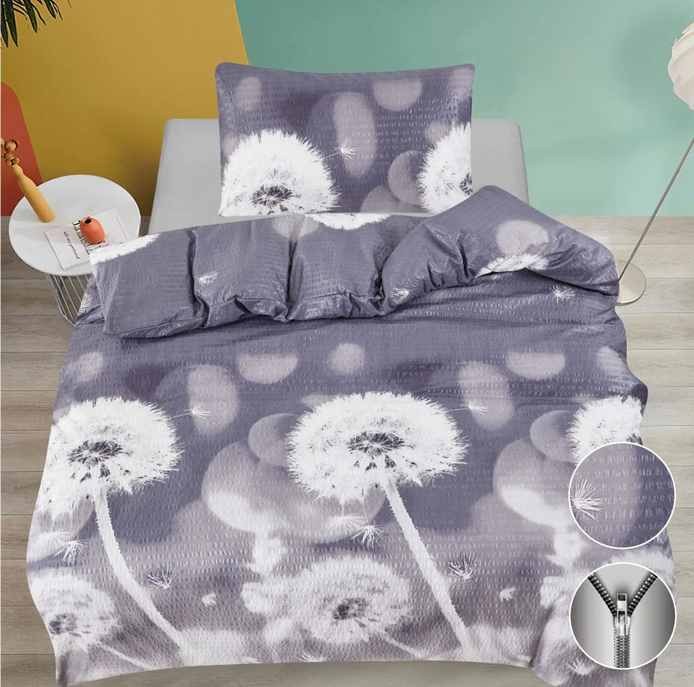 TOTÁLNY MASAKR CIEN - KREPOVÉ OBLIEČKY 140x200/70x90cm - PAMPELIŠKY ŠEDÉ