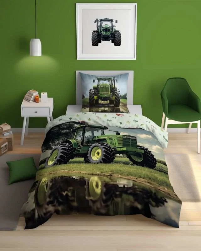 Svítící povlečení TRAKTOR U VODY – oboustranné, 100% bavlna 140×200 / 70×80 cm (NOVINKA 2025)
